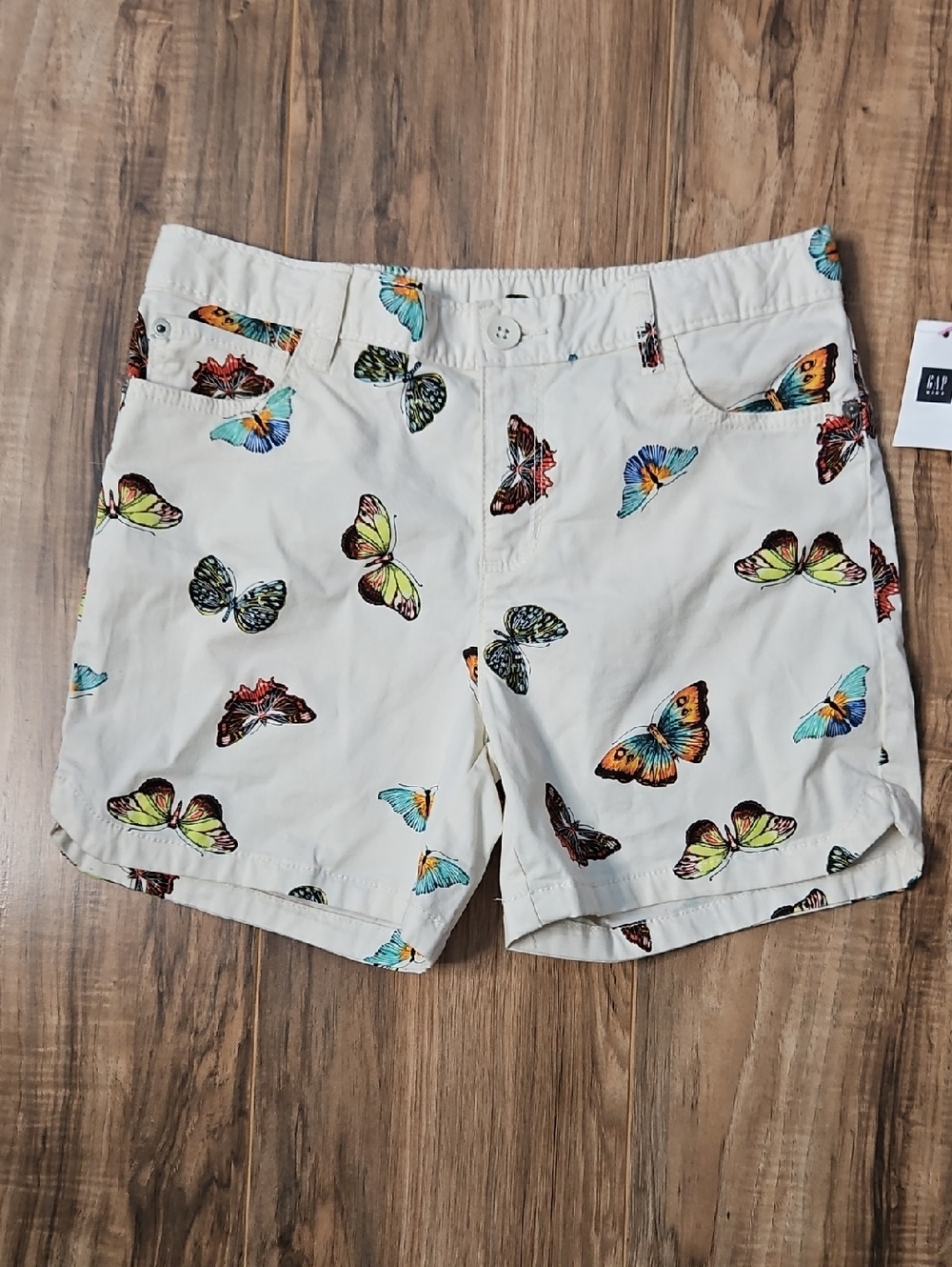 GAP Off White Shorts with Multicolor Butterfly Print 16 Regular